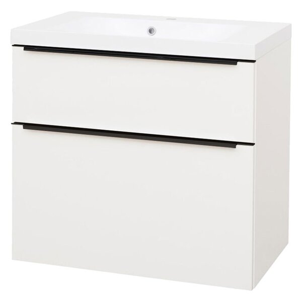 Mereo Mereo, Mailo, fürdőszoba szekrény öntött márvány mosdóval 81 cm, fehér, tölgy, antracit, MER-CN541MB