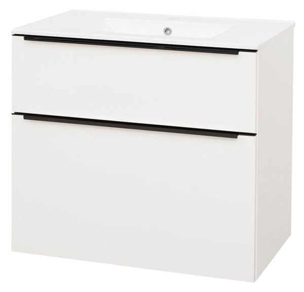 Mereo Mereo, Mailo, fürdőszoba szekrény kerámia mosdóval 81 cm, fehér, tölgy, antracit, MER-CN541B
