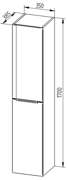 Mereo Mereo, Mailo, fürdőszoba szekrény 170 cm magas, fehér, tölgy, antracit, MER-CN514LPB