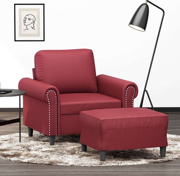 VidaXL bordó műbőr kanapéfotel lábtartóval 60 cm