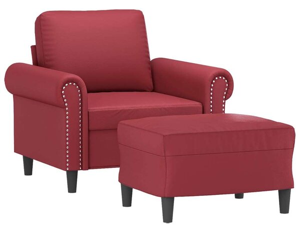 VidaXL bordó műbőr kanapéfotel lábtartóval 60 cm
