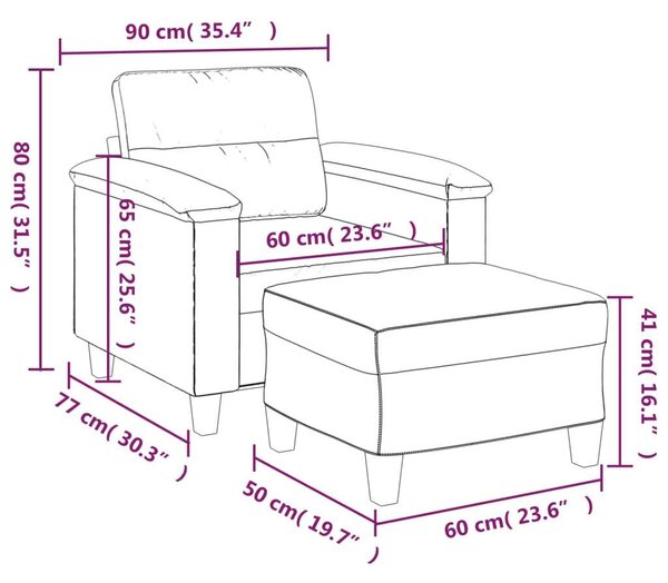 VidaXL fekete mikroszálas szövet kanapéfotel lábtartóval 60 cm
