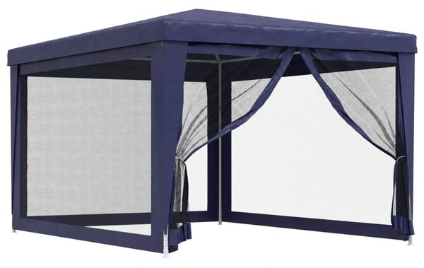 Kék HDPE rendezvénysátor 4 hálós oldalfallal 3x4 m
