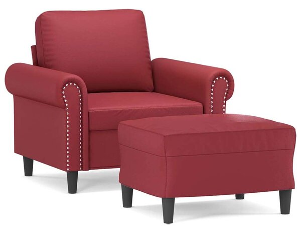 VidaXL bordó műbőr kanapéfotel lábtartóval 60 cm