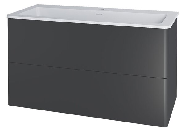 Mereo Mereo, Siena, fürdőszoba szekrény öntött márvány mosdóval 101 cm, fehér, antracit, fekete, MER-CN432M1