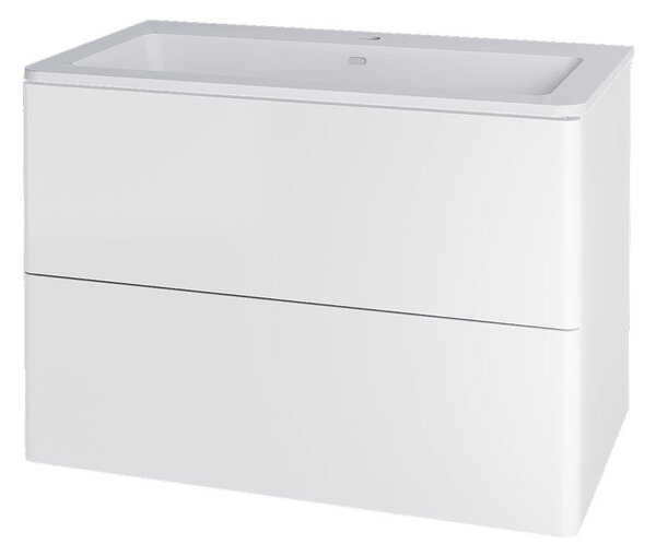 Mereo Mereo, Siena, fürdőszoba szekrény öntött márvány mosdóval 81 cm, fehér, antracit, fekete, MER-CN411M