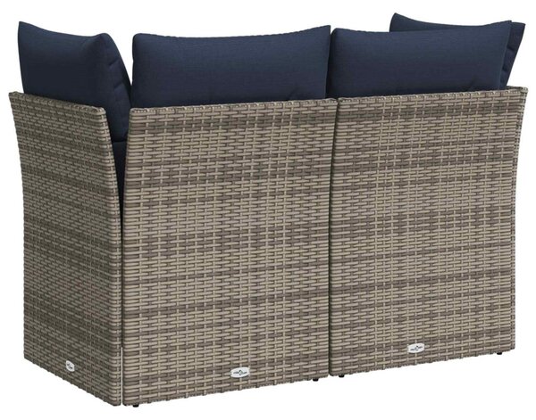 2 személyes szürke polyrattan kerti kanapé párnával