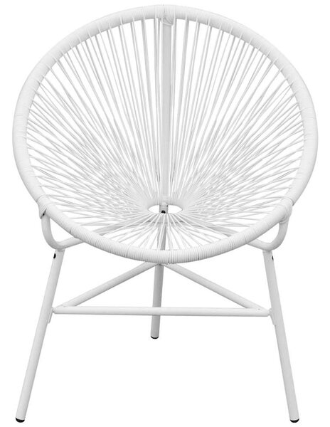 Fehér polyrattan hálós kerti kagylószék