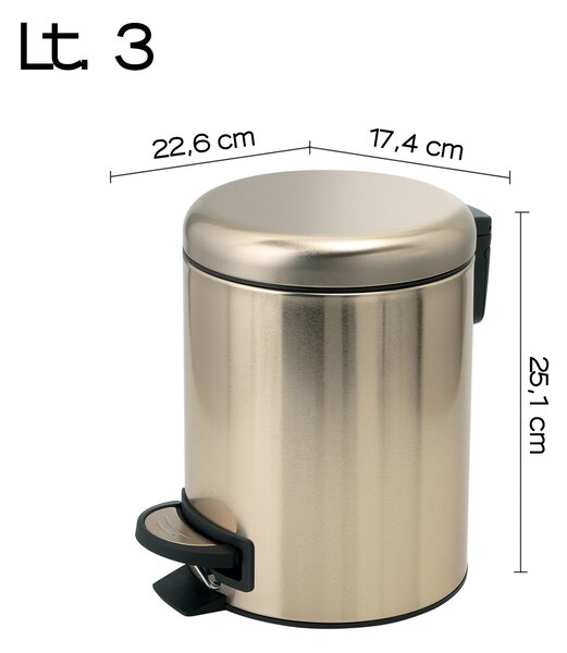 Gedy Gedy, POTTY szemetes 3l, Soft Close, arany matrac, 320987