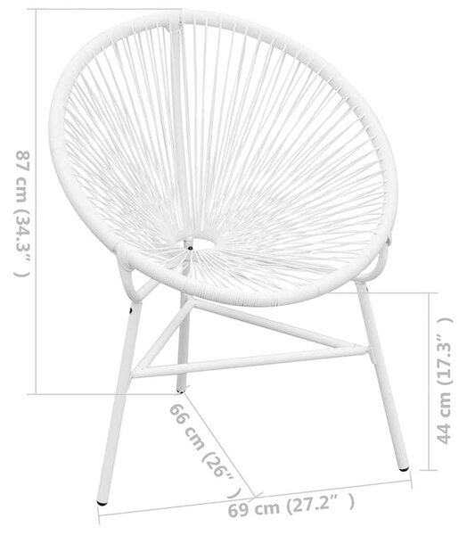 Fehér polyrattan hálós kerti kagylószék