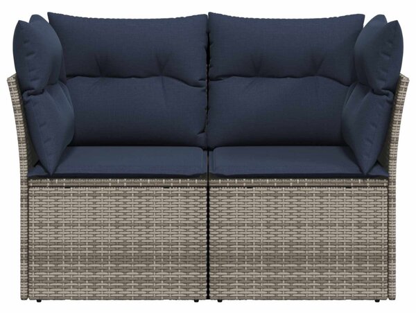 2 személyes szürke polyrattan kerti kanapé párnával