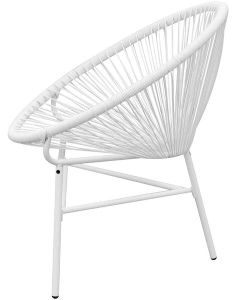 Fehér polyrattan hálós kerti kagylószék
