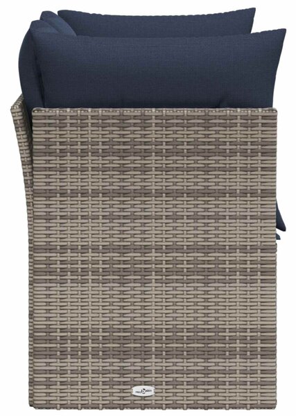 2 személyes szürke polyrattan kerti kanapé párnával