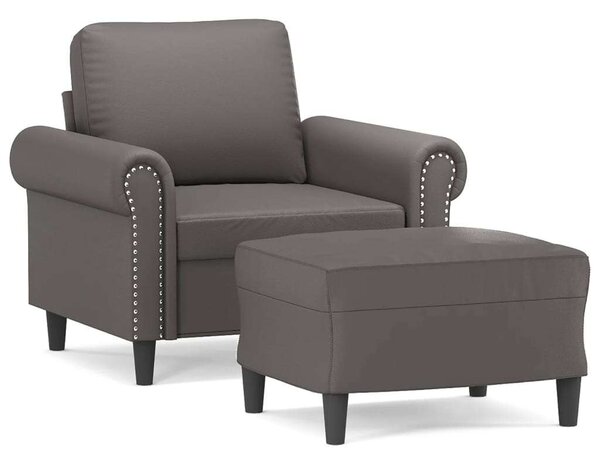 VidaXL szürke műbőr kanapéfotel lábtartóval 60 cm