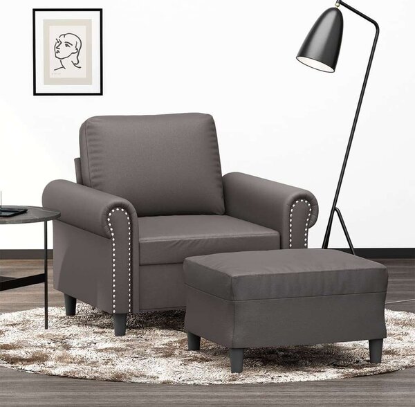 VidaXL szürke műbőr kanapéfotel lábtartóval 60 cm
