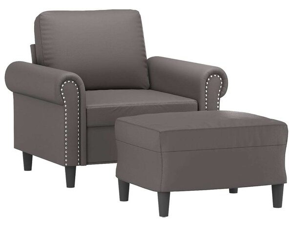 VidaXL szürke műbőr kanapéfotel lábtartóval 60 cm