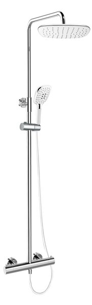 Mereo Mereo, termosztatikus fali zuhanycsaptelep tömlővel, kézi és lemezes négyzetzuhany 255x190mm, MER-CB60104TSJ
