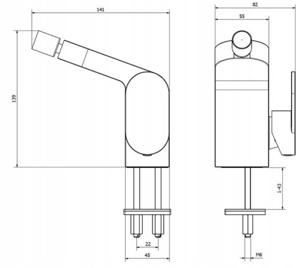 Bisk Futura, bidé csaptelep, króm, ERG-03005