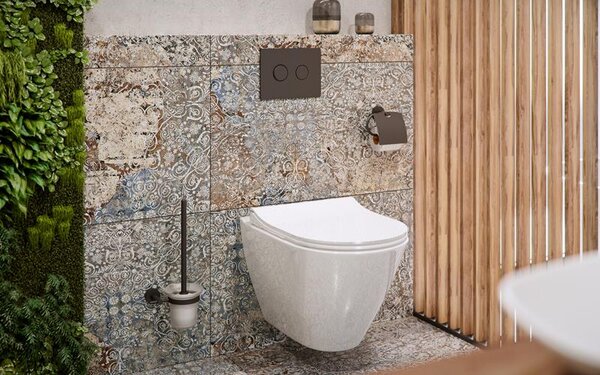 BISK Erga FOR YOU, falra szerelhető WC kefe, fekete matt, ERG-08254