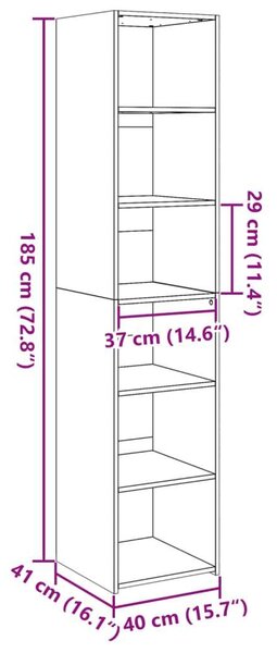 VidaXL betonszürke szerelt fa magasszekrény 40 x 41 x 185 cm
