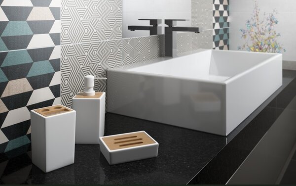 BISK Erga Pure, álló WC kefe, fehér matt-barna, ERG-08125