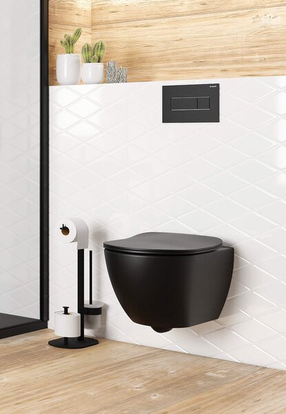 Deante Peonia, falra szerelhető WC csésze bidé funkcióval 515x370 mm, fekete matt, DEA-CBP_NWPW
