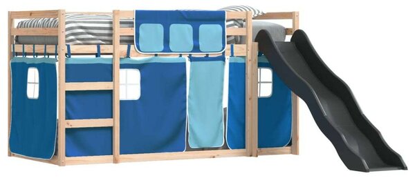 VidaXL kék emeletes ágy csúszdával és függönnyel 80 x 200 cm