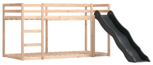 VidaXL fehér-fekete emeletes ágy csúszdával és függönnyel 80 x 200 cm