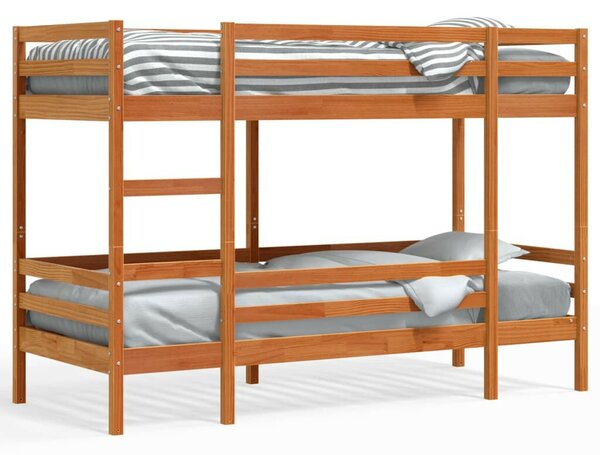 VidaXL viaszbarna tömör fenyőfa emeletes ágy 80 x 200 cm