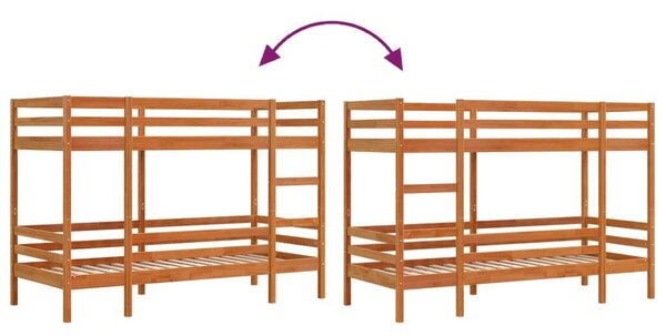 VidaXL viaszbarna tömör fenyőfa emeletes ágy 80 x 200 cm