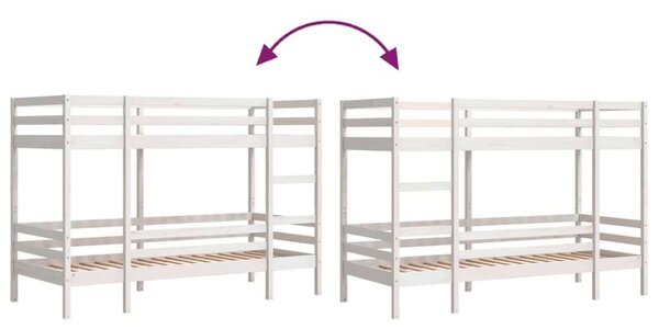 VidaXL fehér tömör fenyőfa emeletes ágy 80 x 200 cm