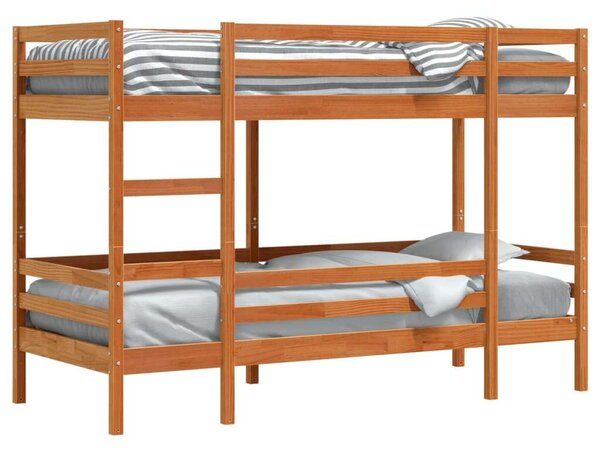 VidaXL viaszbarna tömör fenyőfa emeletes ágy 80 x 200 cm