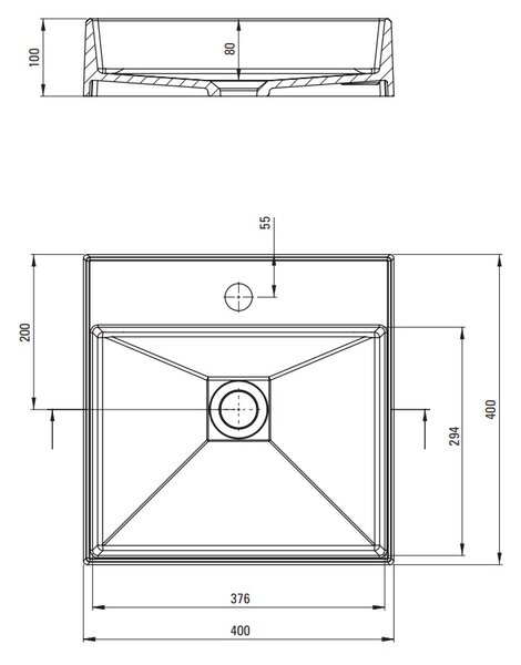 Deante Correo, gránit munkalap mosogató 400x400x100 mm, fehér, DEA-CQR_AU4S
