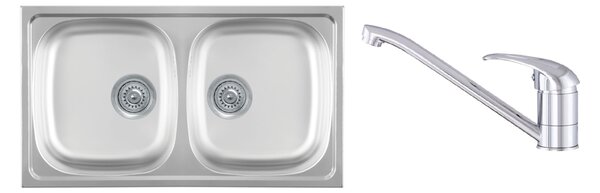 Luna Flex 2D 90 Kétmedencés Inox Mosogató és Gamma Alfa Konyhai Csaptelep Szett