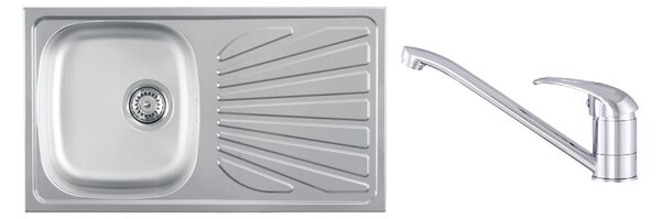 Luna Flex 1D 90 Inox Mosogató és Gamma Alfa Konyhai Csaptelep Szett