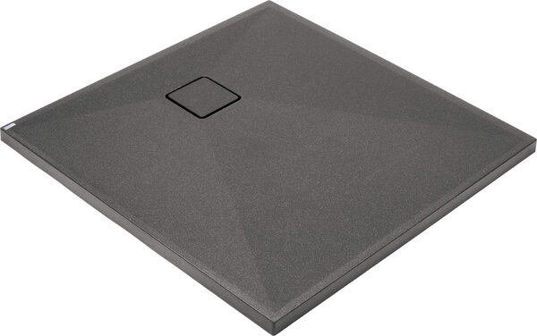 Deante Correo, négyzet alakú gránit zuhanytálca 80x80x3,5 cm, antracit metál, DEA-KQR_T42B