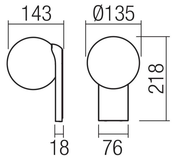 Opale fehér fali lámpa, IP44, 9,5W, 3000K melegfehér LED