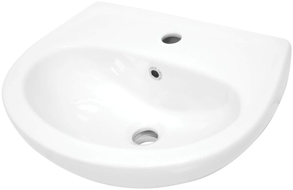 Deante Jasmin, falra szerelhető kerámia mosogató 457x364x169 mm, fehér fényes, DEA-CDJ_6U4W