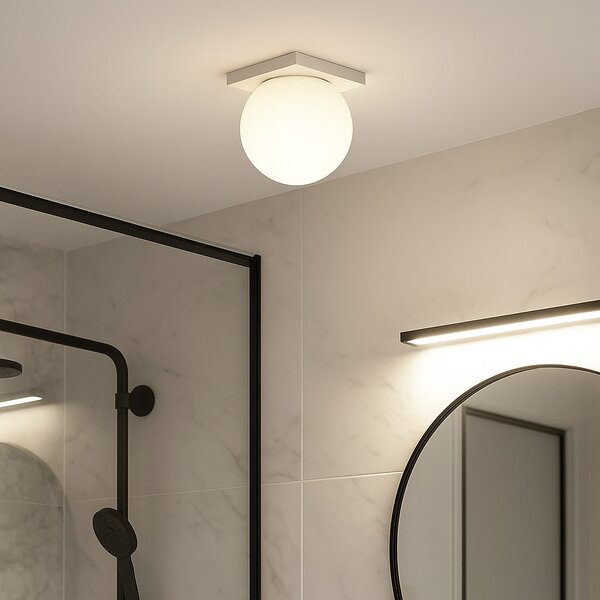 Opale mennyezeti LED-lámpa – Ø135 mm, homokfehér, 2700K meleg fény, IP-védett