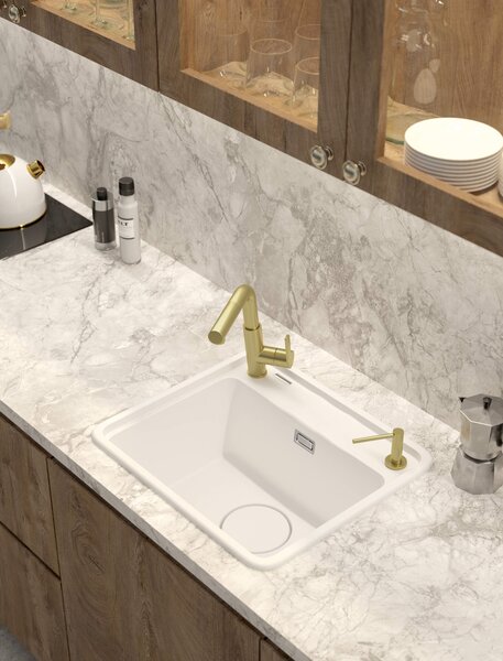 Deante Momi, 1 kamrás gránit mosogató 500x440x230 mm gazdaságos szifonnal, fehér, DEA-ZKM_A103