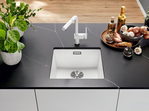 Blanco Subline 400-U, szilgránit mosogató munkalap alatt 400x400x190 mm, 1 kamrás, fekete, BLA-525990