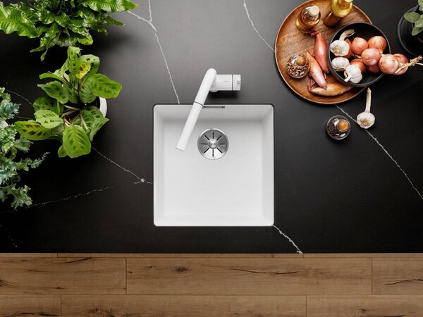 Blanco Subline 400-U, szilgránit mosogató munkalap alatt 400x400x190 mm, 1 kamrás, fekete, BLA-525990