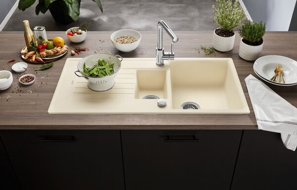 Blanco Zia 6 S, szilgránit mosogató 1000x500x190 mm, 1,5-kamrás, fekete, BLA-526021