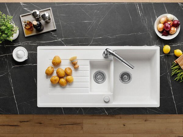 Blanco Zia 6 S, szilgránit mosogató 1000x500x190 mm, 1,5-kamrás, fekete, BLA-526021