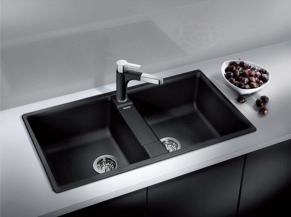 Blanco Zia 9, szilgránit mosogató 860x500x190 mm, 2 kamrás, fehér puha, BLA-527210