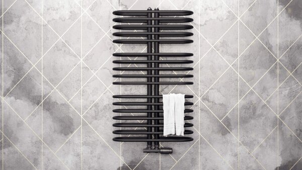 Regnis LEVEL II, fűtőelem 600x1380mm központi csatlakozással 50mm, 1203W, fekete matt, LEVEL1380/600/D50/BLACK