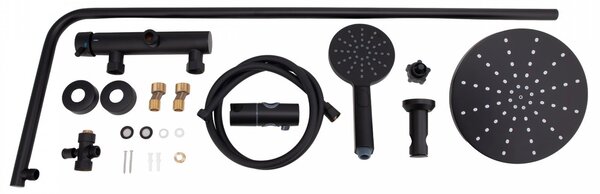 Erga Dubai, zuhanyszett csapteleppel és fejzuhannyal 23 cm, matt fekete, ERG-YKA-BP.DUBAJ23-BLK