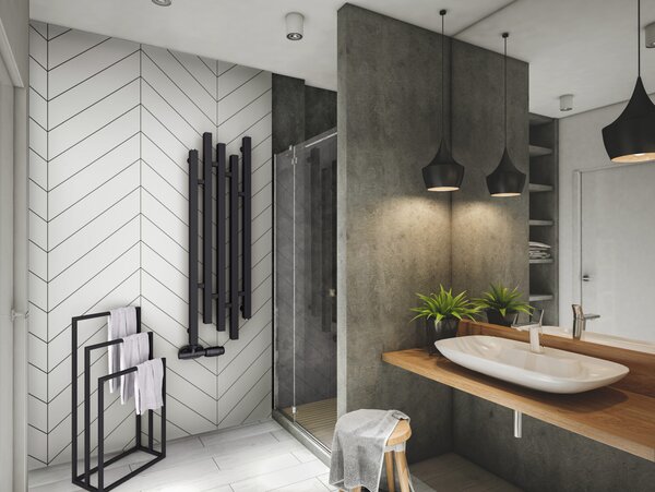 Regnis sertés, fűtőelem 320x1400mm, egylyukú bal alsó csatlakozással 50mm, 710W, fekete, matt, SERTÉS 140/30/LD50/FEKETE