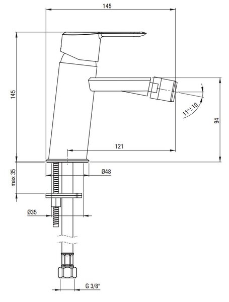 Deante Arnika, szabadon álló bidé csaptelep h-145, arany matt, DEA-BQA_R30M