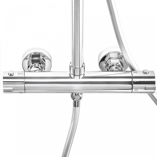 Erga Dubai, zuhanyszett termosztátos keverőcsappal és 30 cm-es fejzuhannyal, króm, ERG-YKA-BP.DUBAJ-THERM-30-CHR